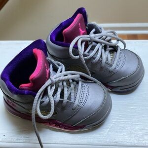 Nike Air Jordan, 5 Retro 23 Cement Grey/Pink Flash Toddler Sneakers, Size 5C